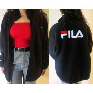 urban outfitters fila teddy jacket
